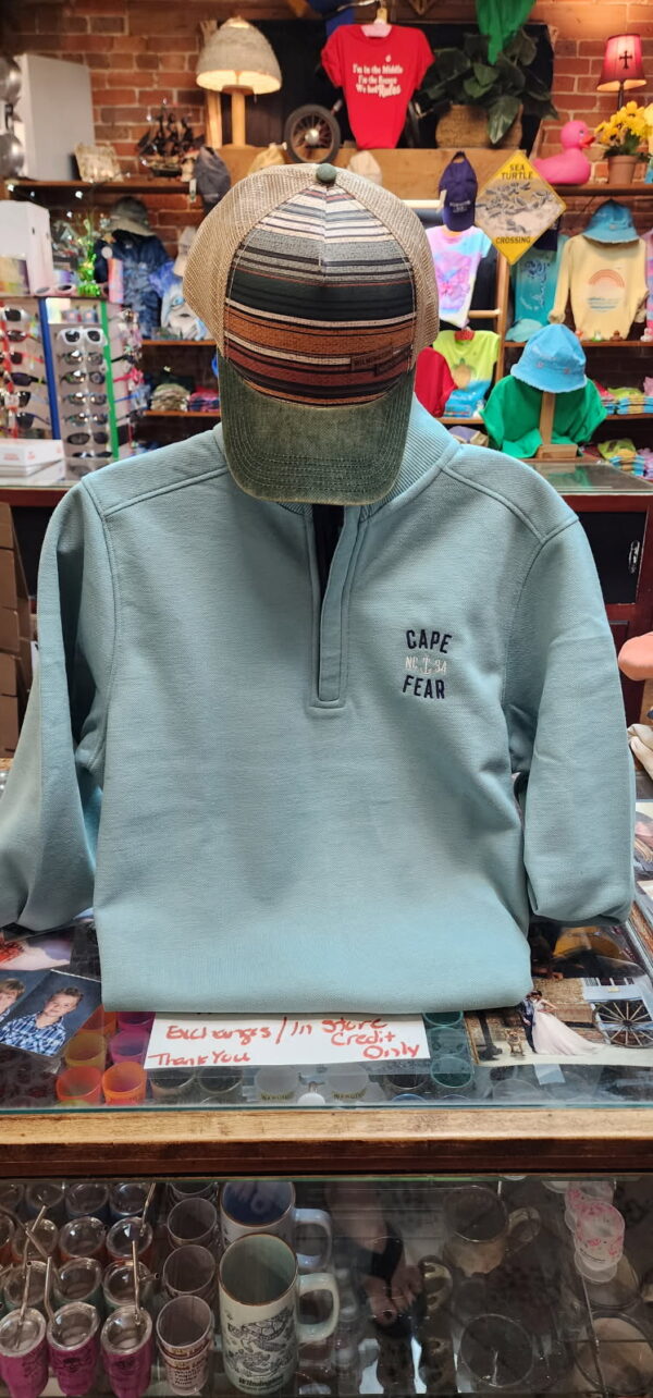 1/4 Zip Cape Fear Anchor Sweater- Teal