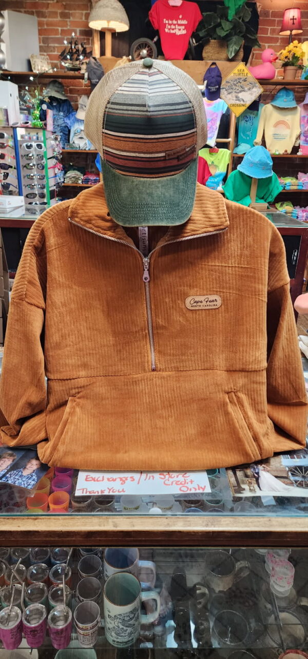 1/4 Zip Cape Fear Front Patch Sweater- Brown